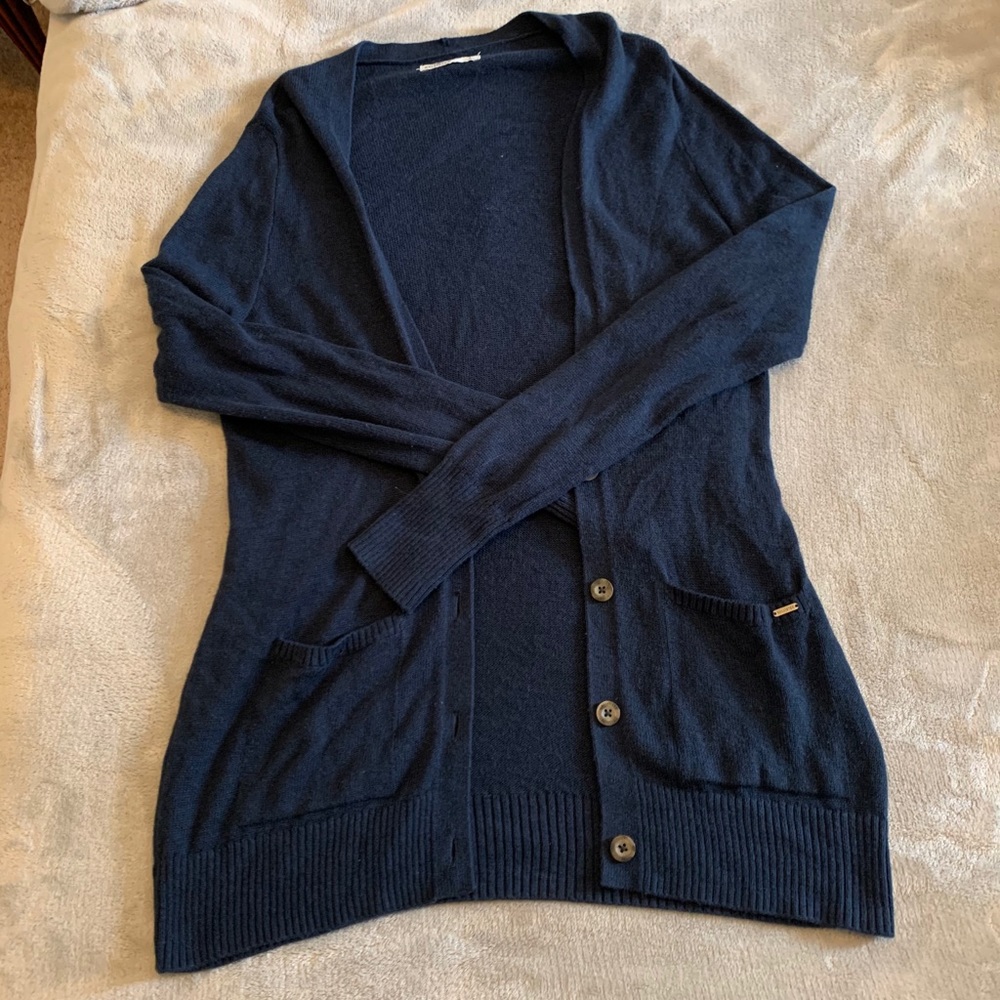 navy oversized button cardigan